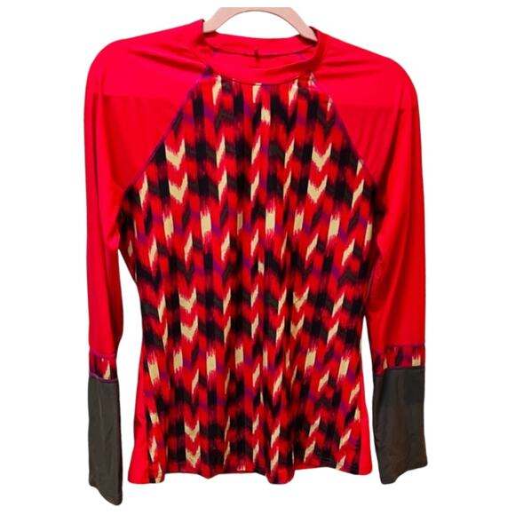 PRANA Womens Lorelie Pink Gray UV Rashguard Long Sleeve Swim Surf Medium - Picture 2 of 9